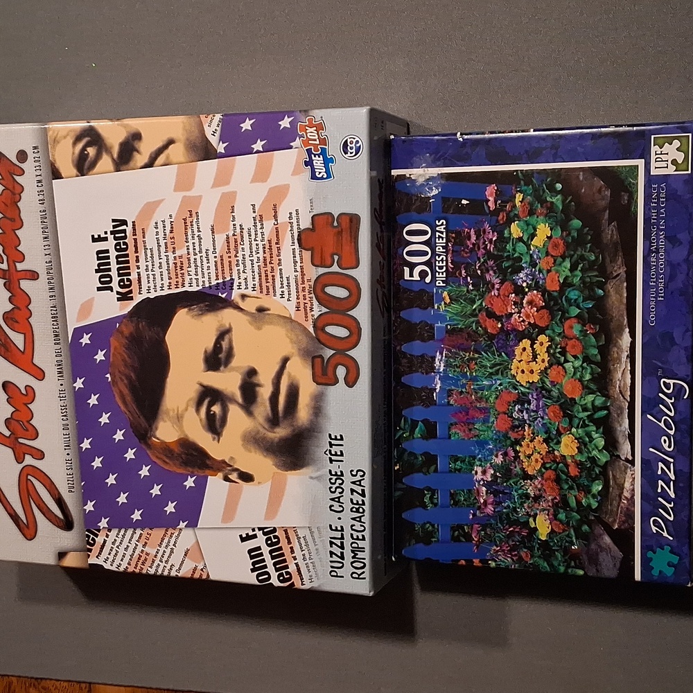 Puzzle Set- Steve Kaufman “John F. Kennedy” puzzle & Puzzlebug Flowers
